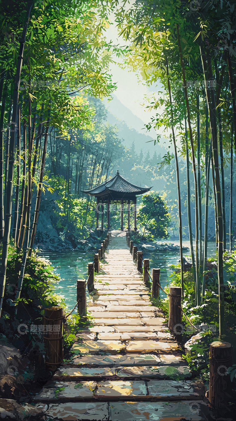 高清大图下载【趣麦麦图】竹林小路