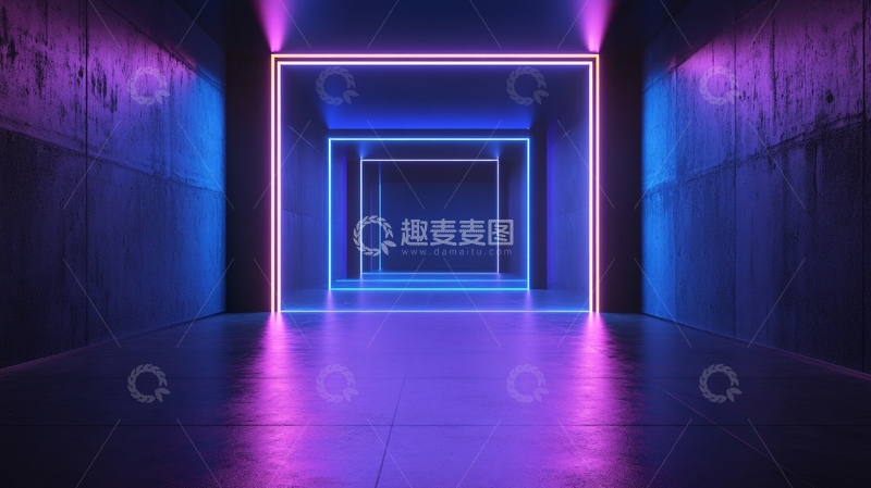 高清大图下载【趣麦麦图】霓虹灯走廊