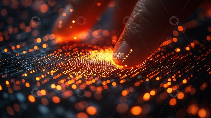 高清大图下载【趣麦麦图】手指触摸燃烧电路板