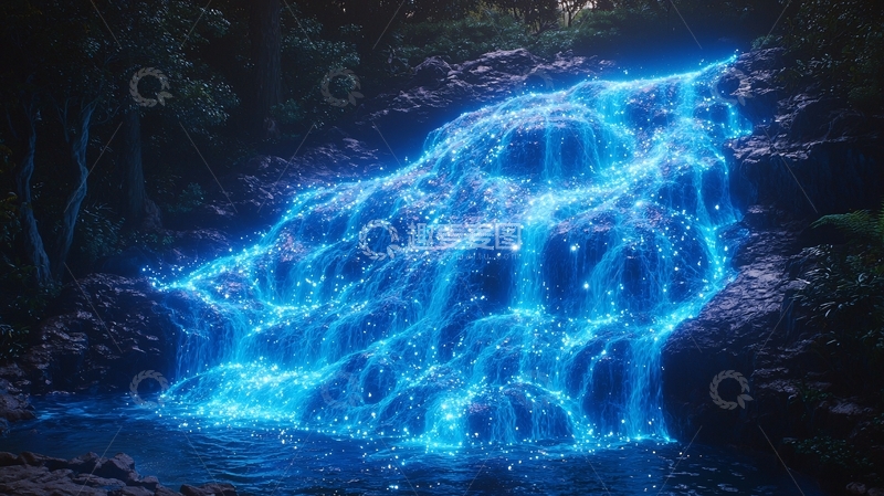 高清大图下载【趣麦麦图】蓝色瀑布