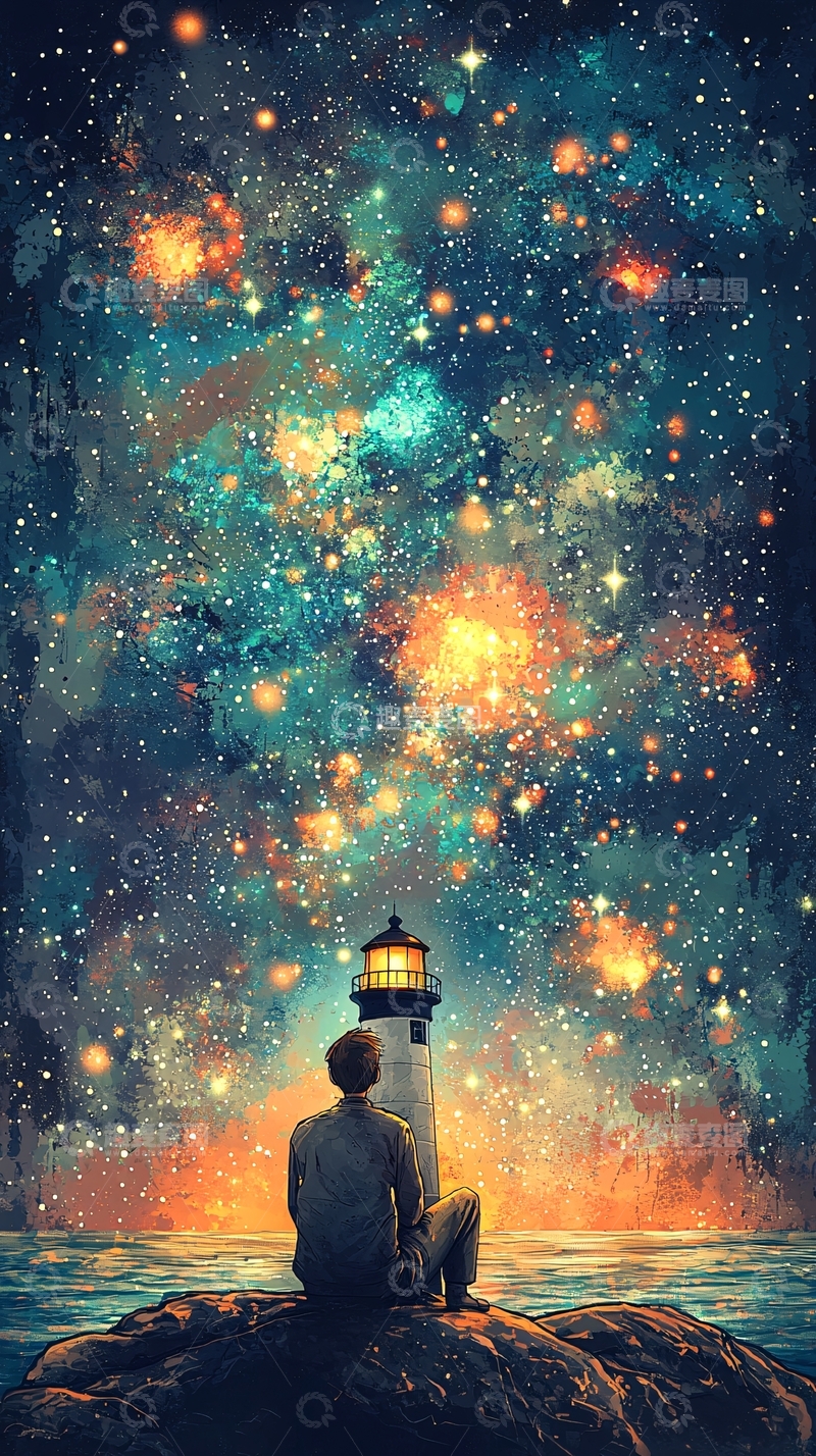 高清大图下载【趣麦麦图】星空下的孤独守望者