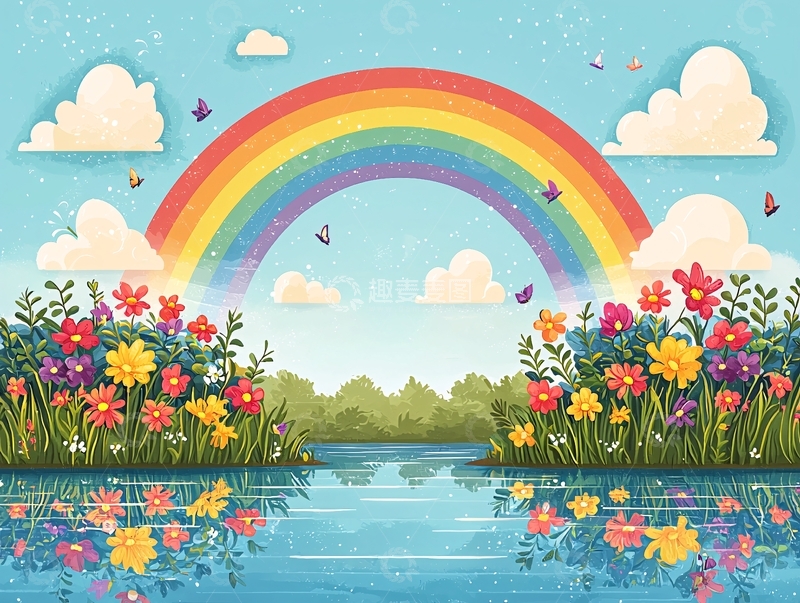 高清大图下载【趣麦麦图】彩虹花海
