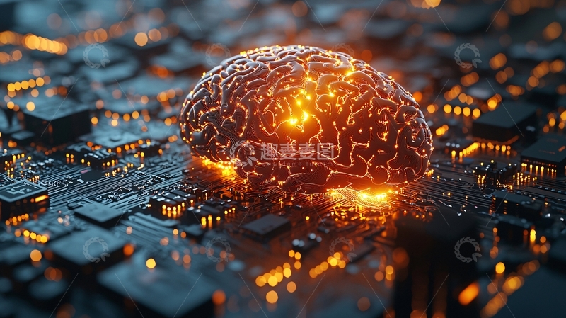 高清大图下载【趣麦麦图】电路板上的发光大脑