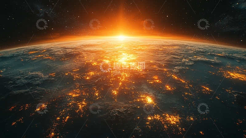 高清大图下载【趣麦麦图】太空视角下的地球日出