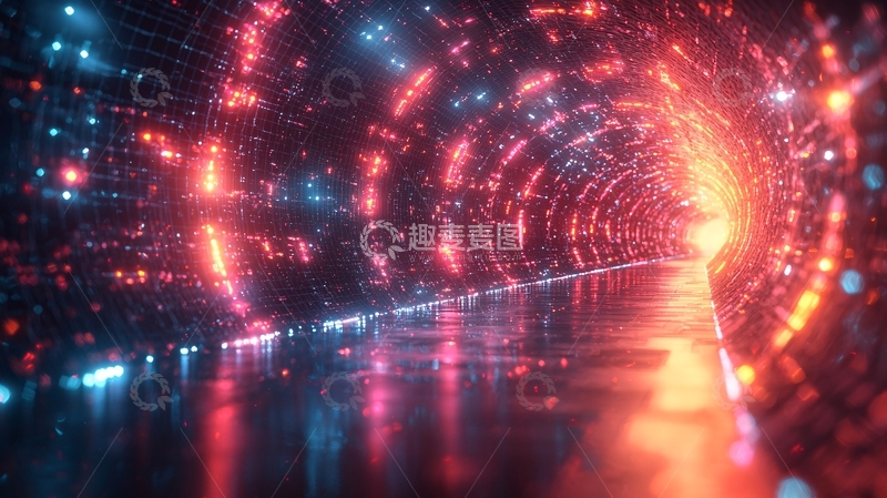 高清大图下载【趣麦麦图】红蓝光线隧道