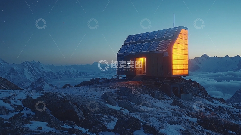 高清大图下载【趣麦麦图】山顶小屋夜景