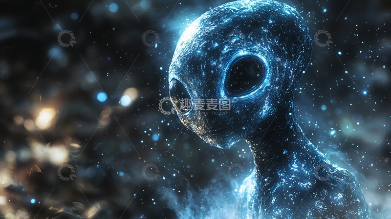 高清大图下载【趣麦麦图】蓝色发光外星生物