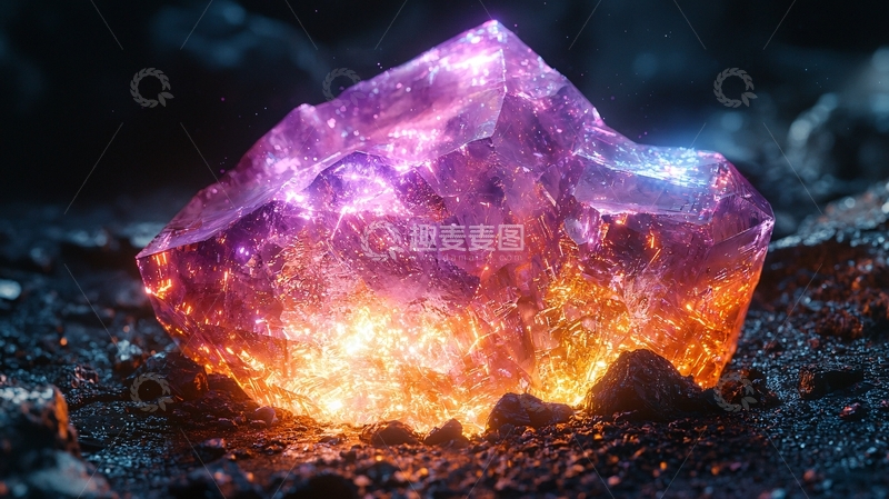 高清大图下载【趣麦麦图】闪耀发光的紫色橙色宝石