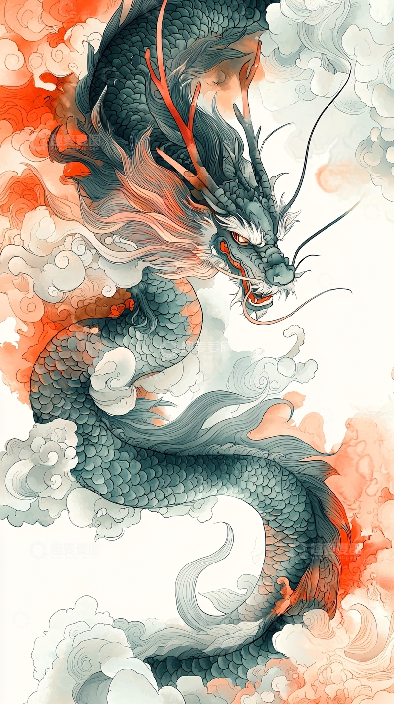 高清大图下载【趣麦麦图】水墨写意东方神龙