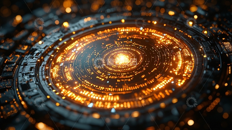 高清大图下载【趣麦麦图】金色科技圆盘