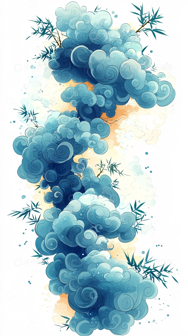 高清大图下载【趣麦麦图】水墨风云雾缭绕竹林