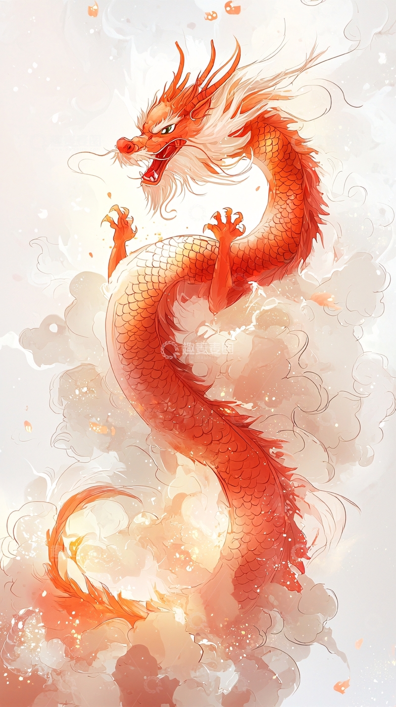 高清大图下载【趣麦麦图】红色祥龙