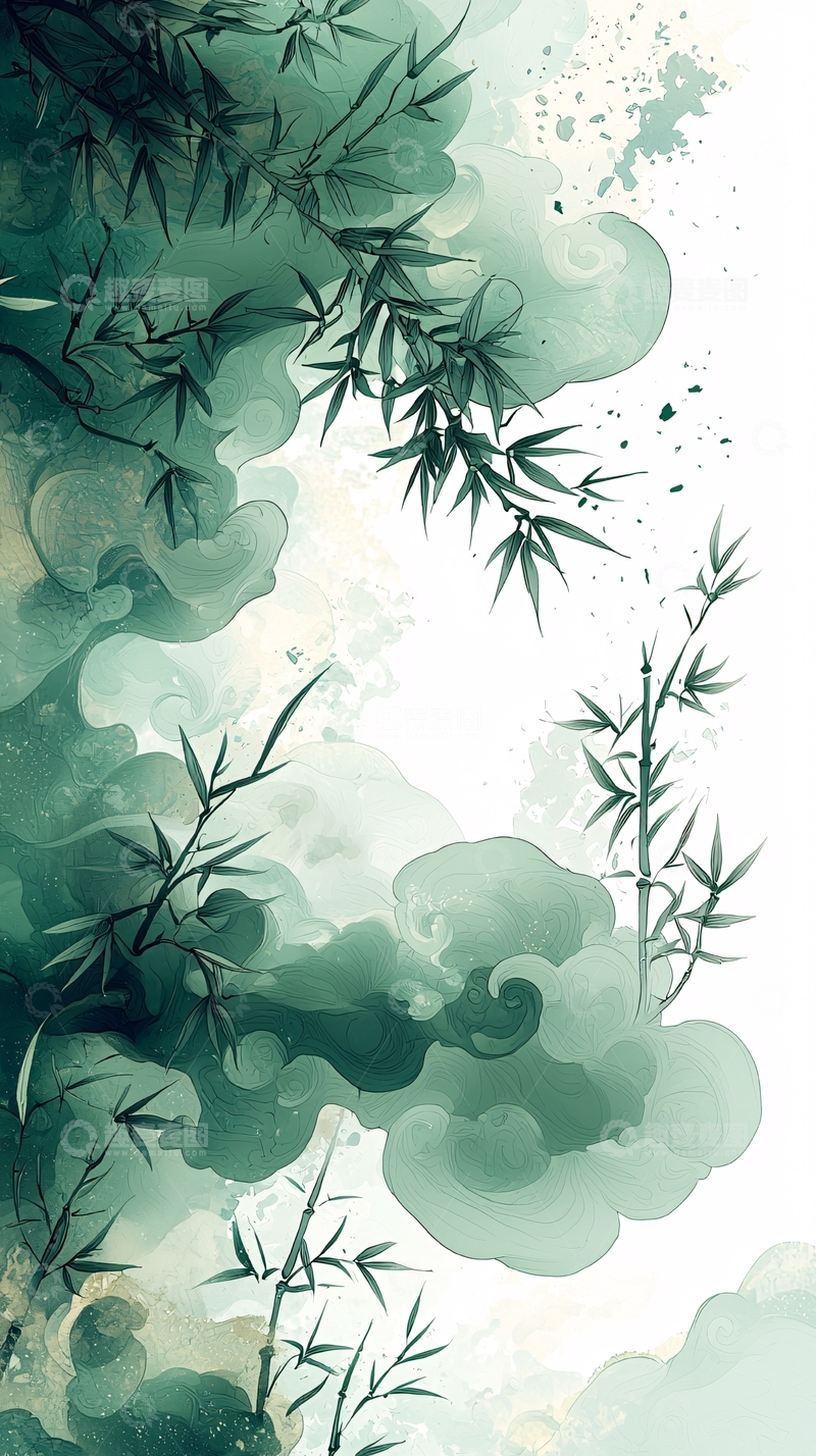 高清大图下载【趣麦麦图】竹子水墨画意境唯美