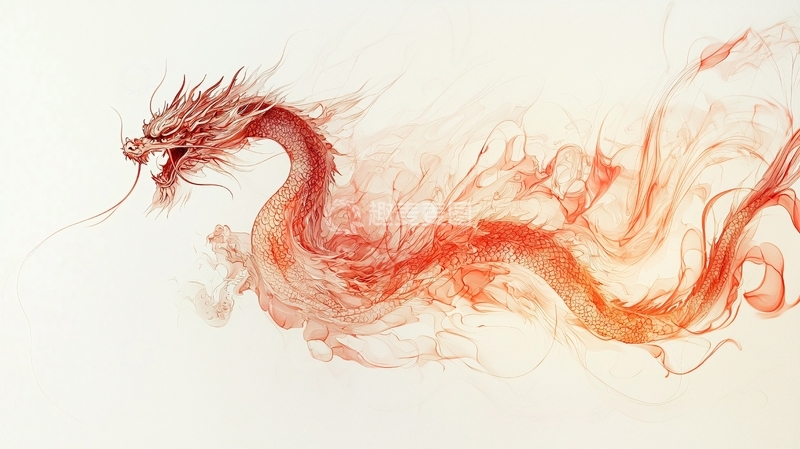 高清大图下载【趣麦麦图】水墨写意红龙