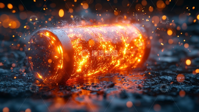 高清大图下载【趣麦麦图】燃烧的金属圆柱体