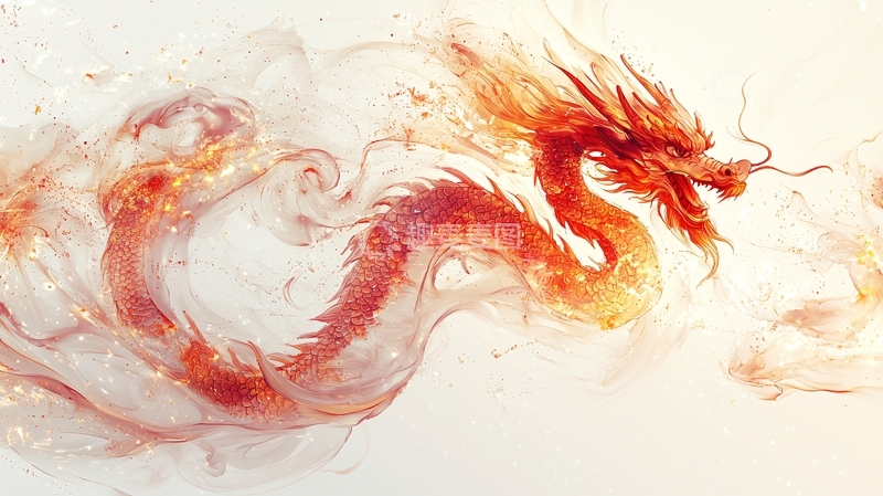 高清大图下载【趣麦麦图】水墨写意红龙