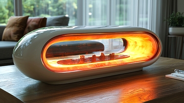 现代简约椭圆形壁炉