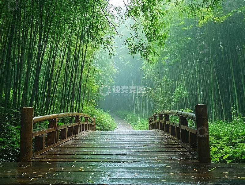 高清大图下载【趣麦麦图】绿意盎然的竹林小径