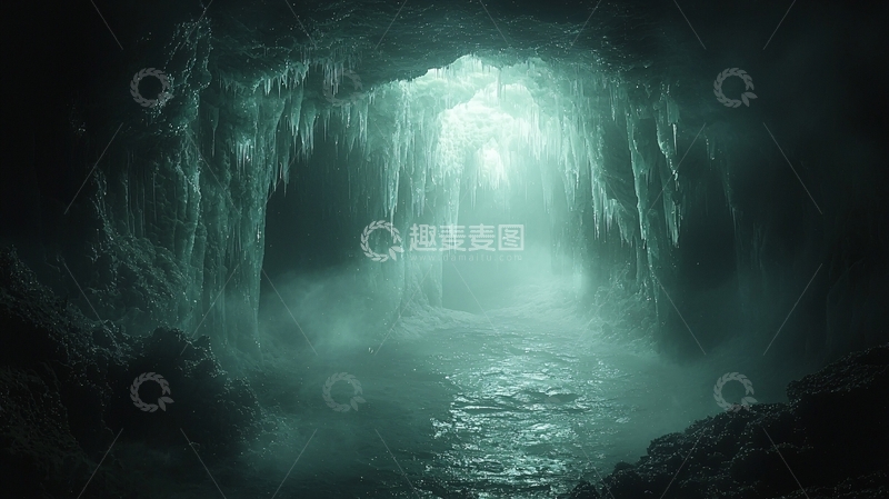 高清大图下载【趣麦麦图】冰洞深处神秘光线