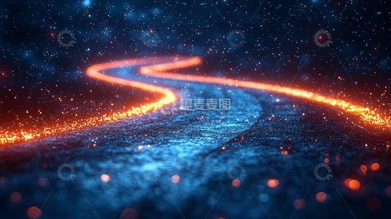 高清大图下载【趣麦麦图】蓝色和橙色星光小路