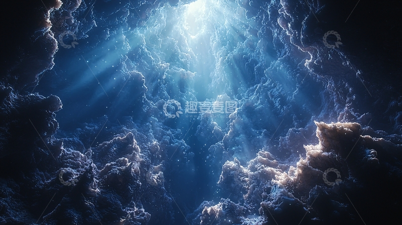 高清大图下载【趣麦麦图】深海光线透过云层