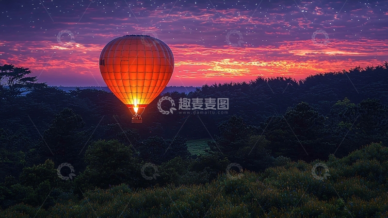 高清大图下载【趣麦麦图】热气球日出景色