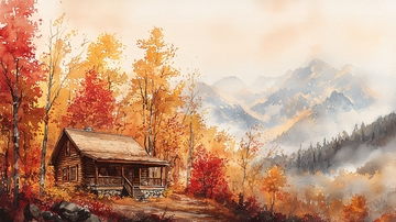 秋日山林小屋