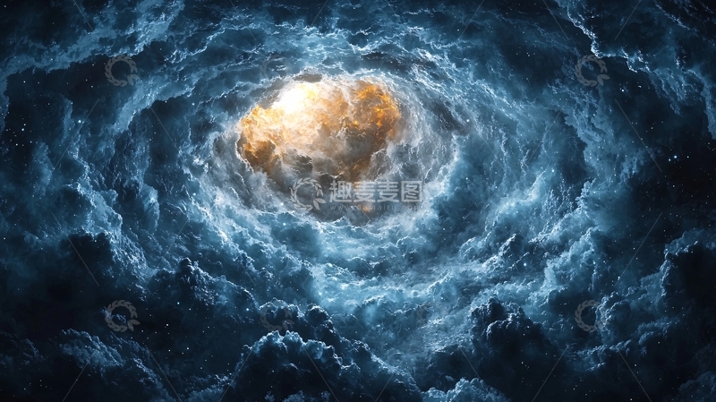 高清大图下载【趣麦麦图】乌云中透出的金色光芒