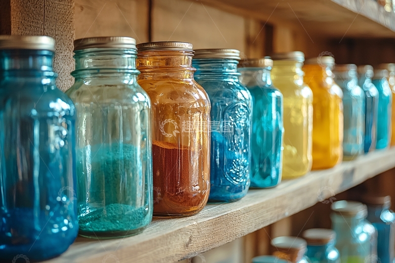 高清大图下载【趣麦麦图】彩色玻璃罐