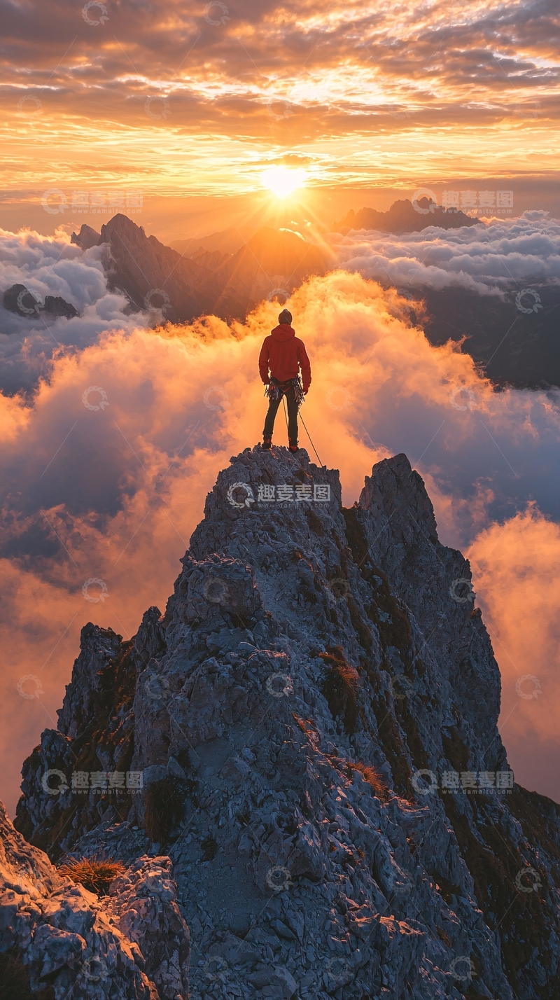 高清大图下载【趣麦麦图】山顶日落