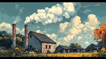 工厂烟囱排放浓烟