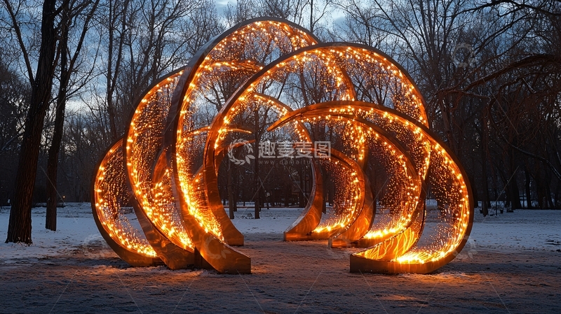 高清大图下载【趣麦麦图】冬夜公园灯光装置艺术