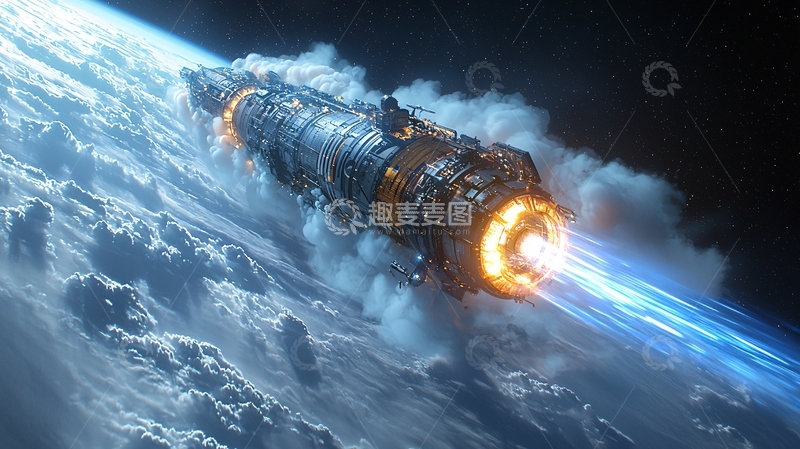 高清大图下载【趣麦麦图】宇宙飞船大气层突破