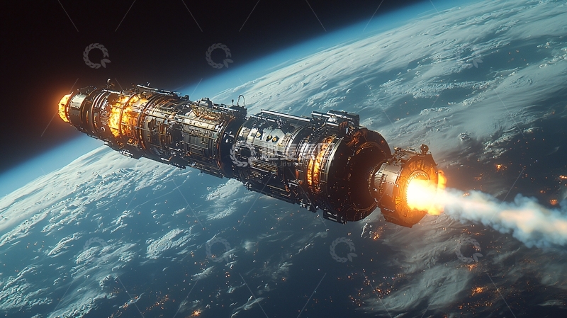 高清大图下载【趣麦麦图】宇宙飞船地球轨道运行