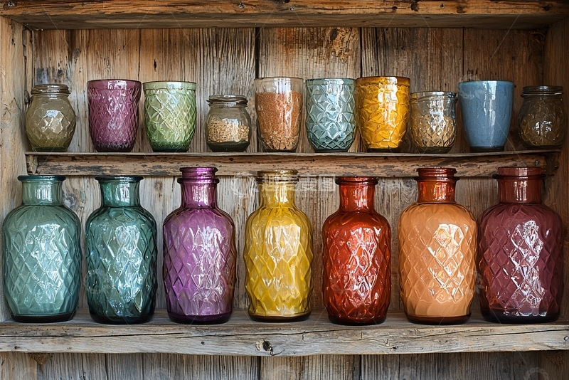 高清大图下载【趣麦麦图】彩色玻璃瓶