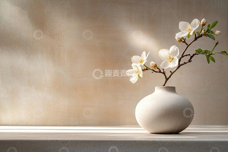 高清大图下载【趣麦麦图】花瓶中的白色花朵