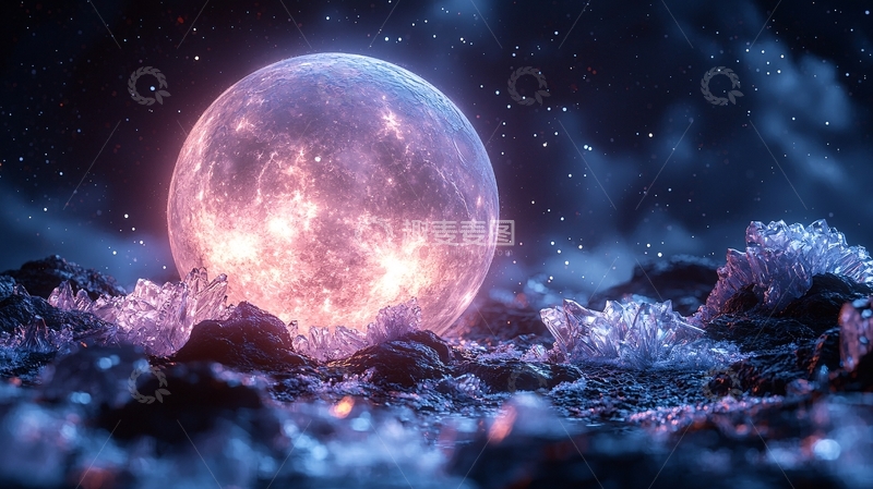 高清大图下载【趣麦麦图】粉色火焰星球