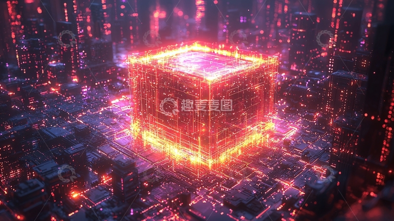 高清大图下载【趣麦麦图】燃烧的红色立方体