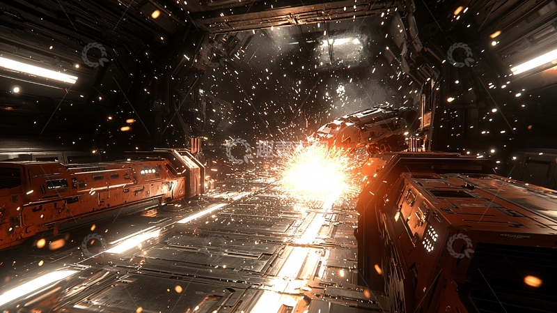 高清大图下载【趣麦麦图】飞船内部爆炸火花四溅
