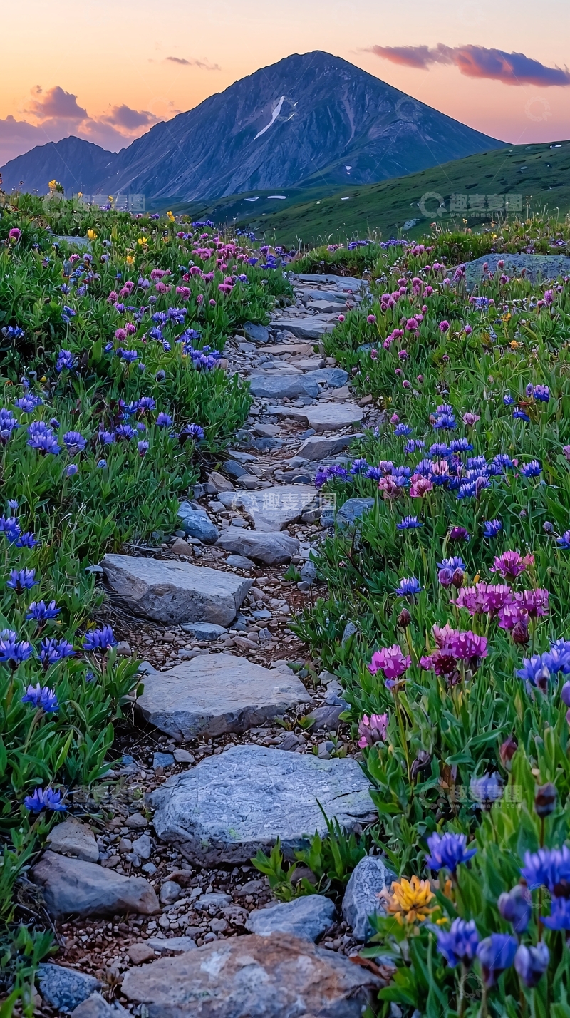 高清大图下载【趣麦麦图】蜿蜒石路通向山峰