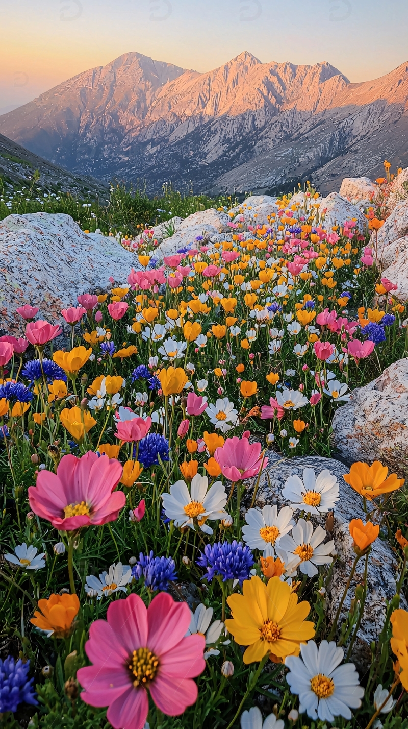 山脚下的鲜花草甸