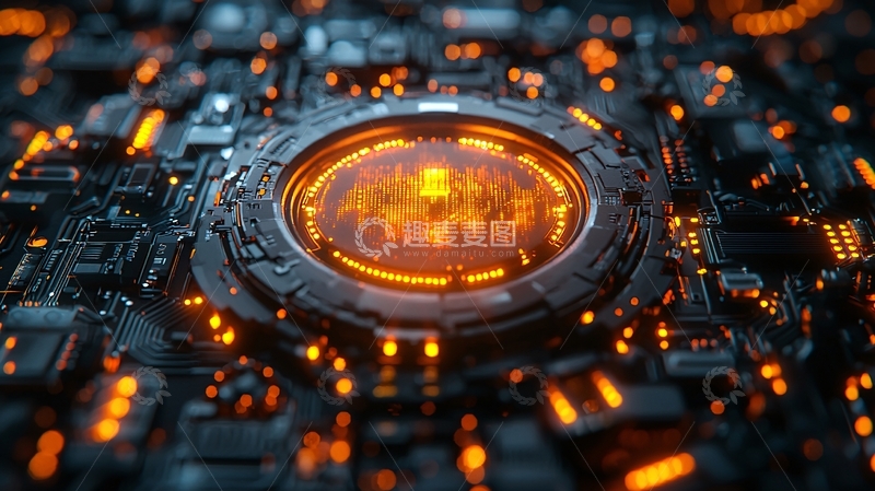 高清大图下载【趣麦麦图】科技感十足的橙色核心