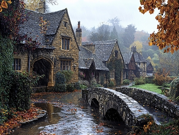 乡村石屋小桥流水