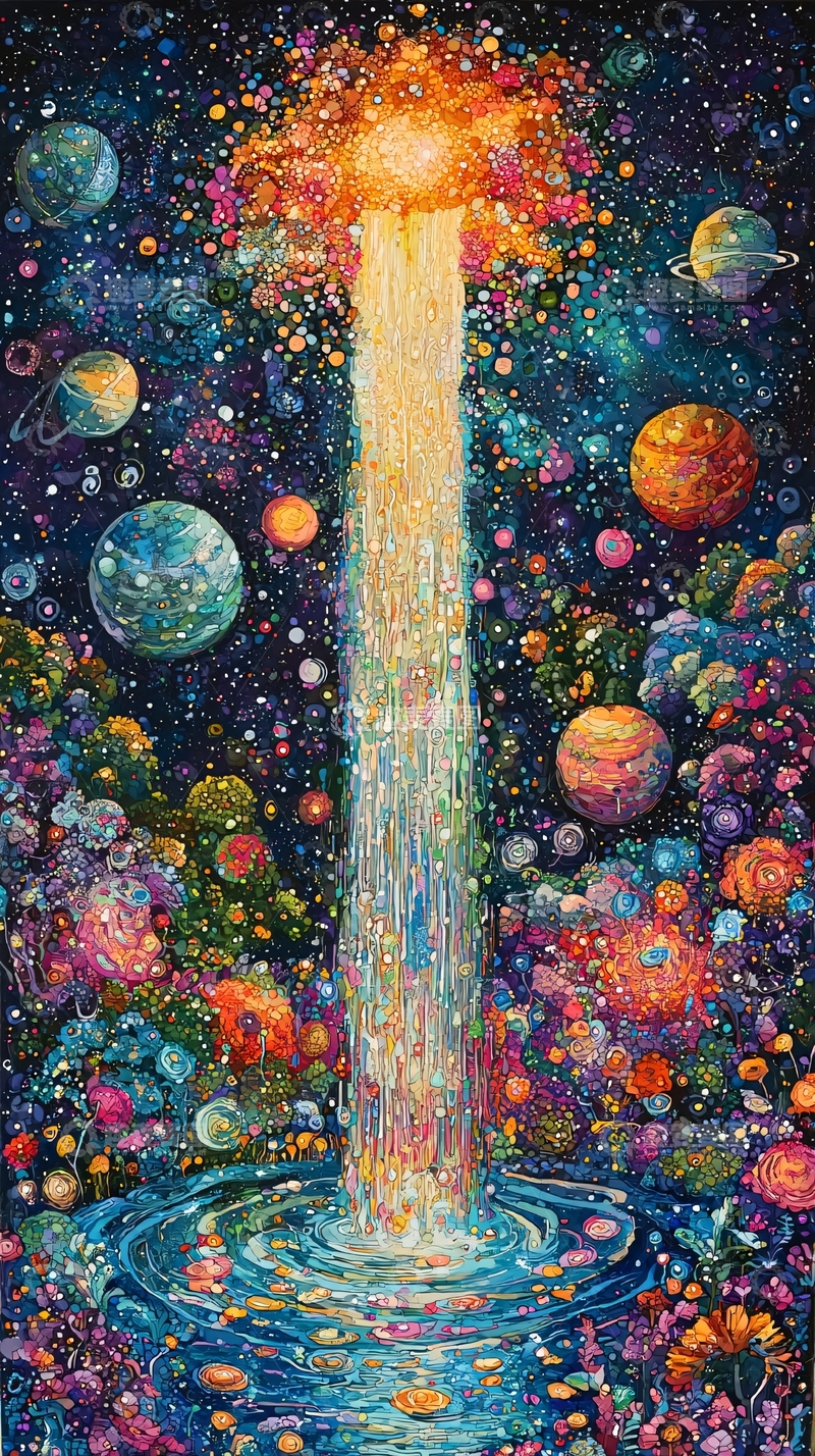 高清大图下载【趣麦麦图】宇宙星河绚丽瀑布