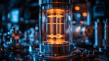 蓝色背景下的玻璃真空管