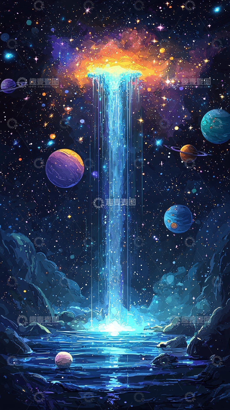 高清大图下载【趣麦麦图】宇宙瀑布