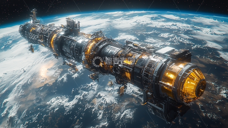 高清大图下载【趣麦麦图】宇宙飞船地球轨道