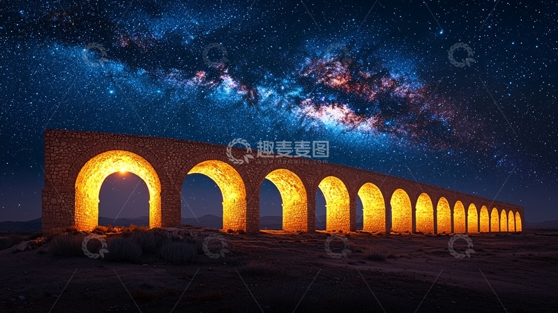 高清大图下载【趣麦麦图】星空下的拱门