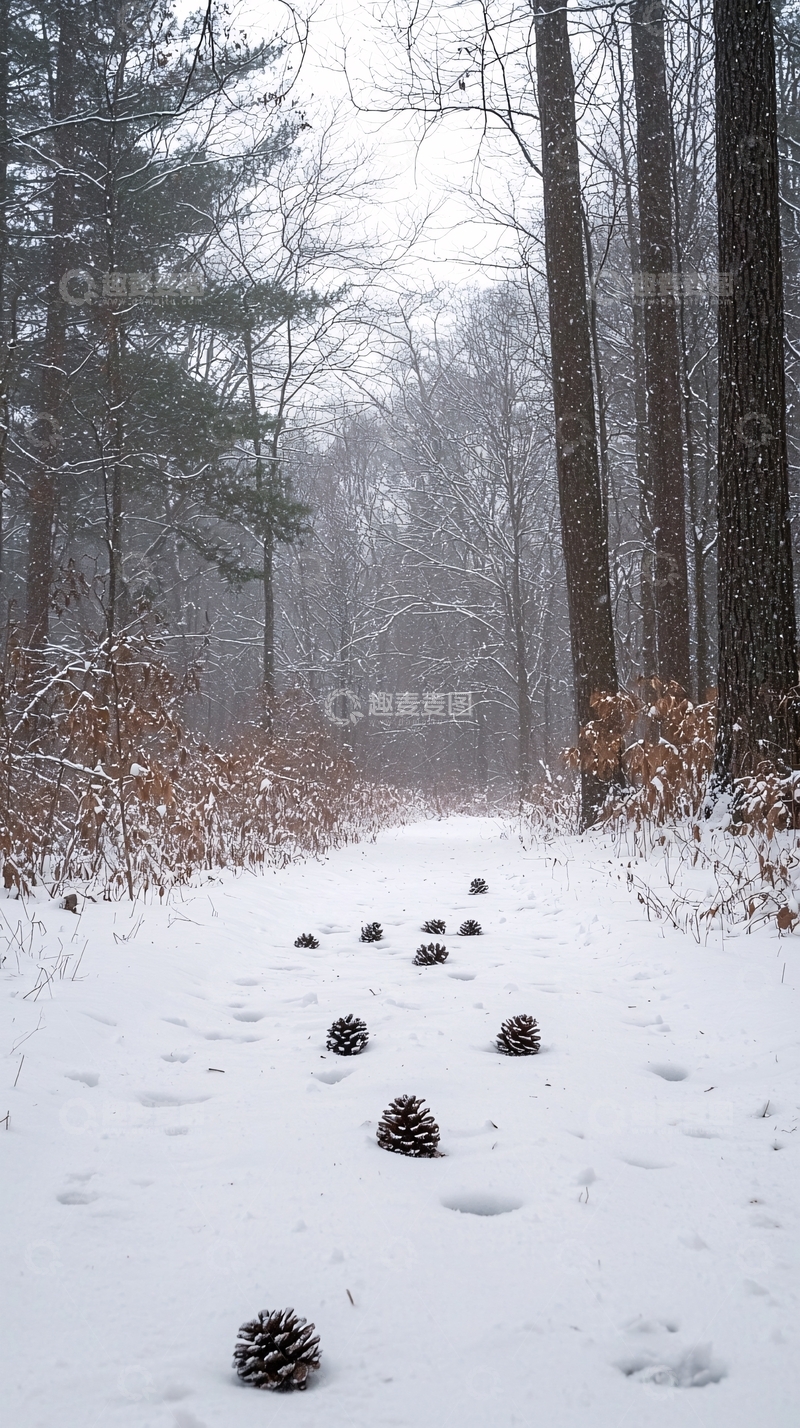 高清大图下载【趣麦麦图】雪地小路
