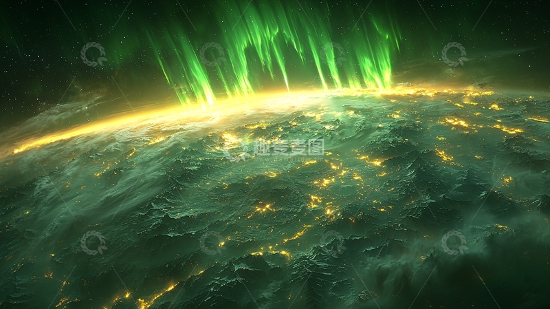高清大图下载【趣麦麦图】极光环绕地球